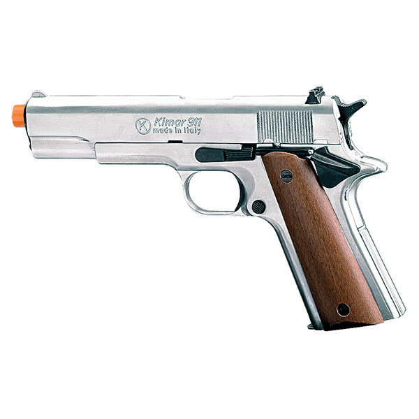 M1911 .45 Caliber Pistol Blank Gun- Nickel Finish/Wood Handle Main Image
