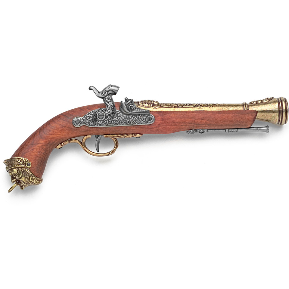 Denix 19th Century Italian Percussion Cap Replica Blunderbuss Pistol - Brass Finish Main Image