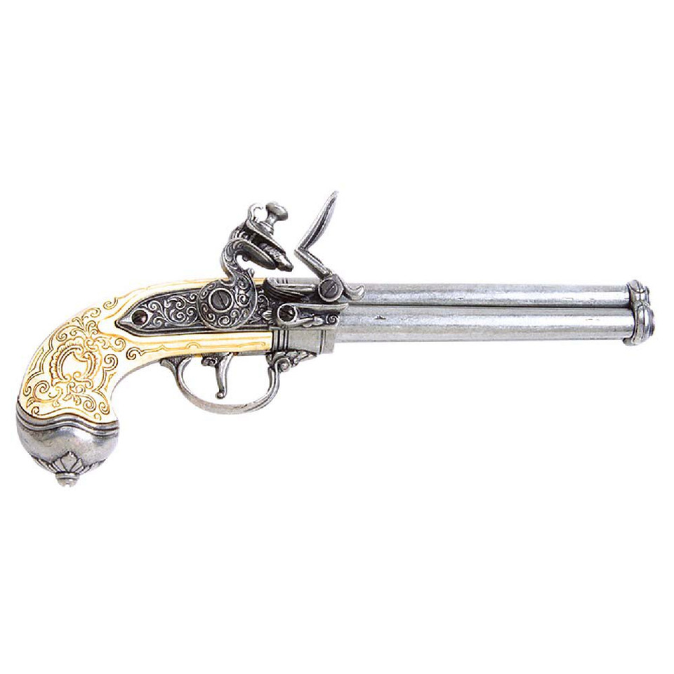 Italian Triple Barrel Flintlock Pistol Replica Main Image