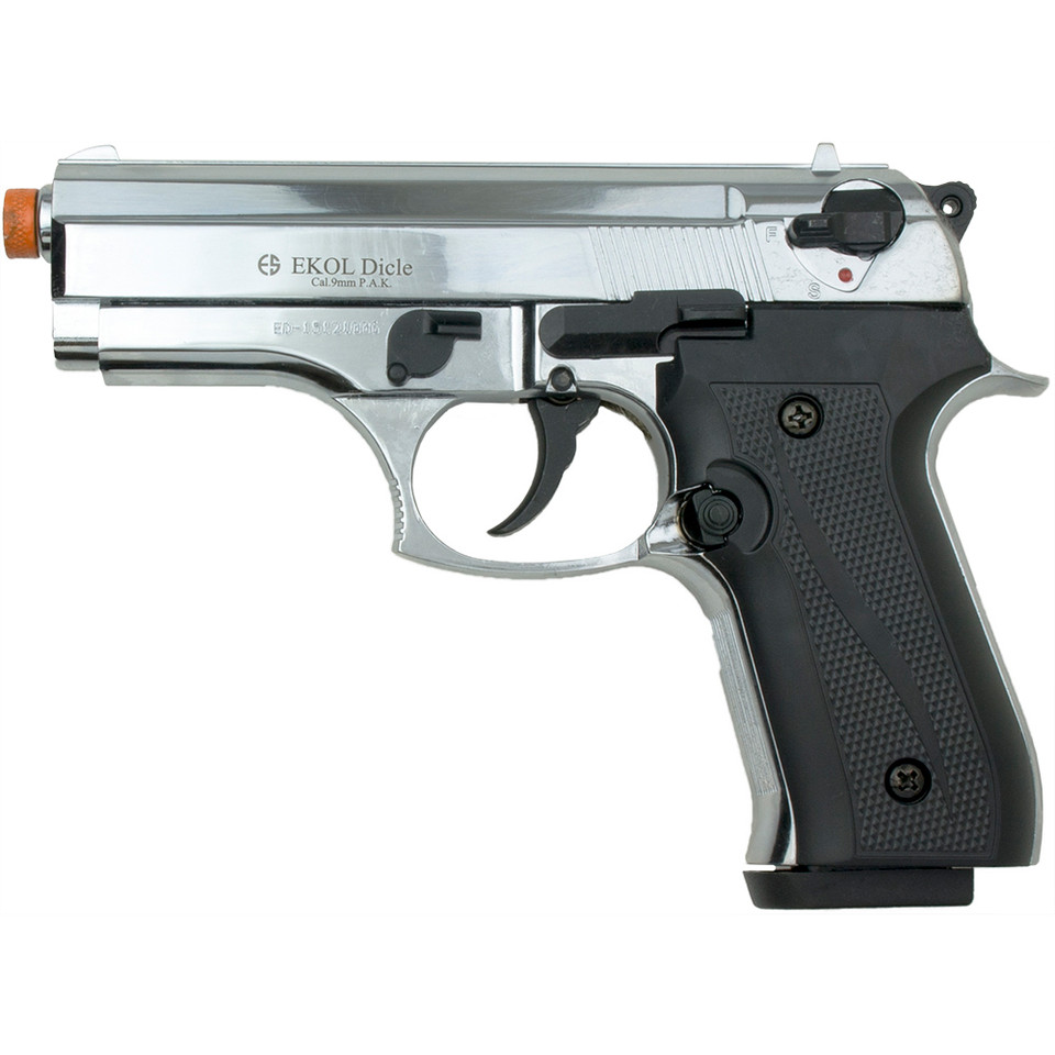 Dicle 8000 9mm Front Firing Blank Gun Semi Automatic - Shiny Chrome Main Image