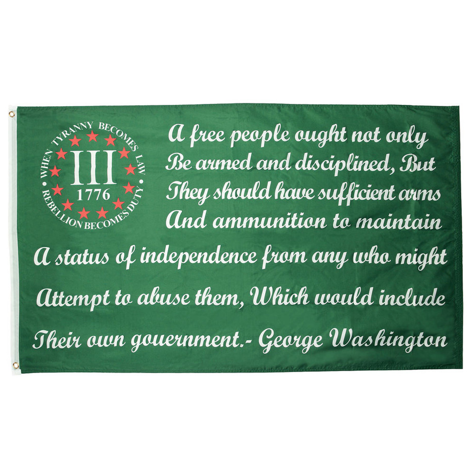 Washington Arms Quote Green 1776 Flag Main Image