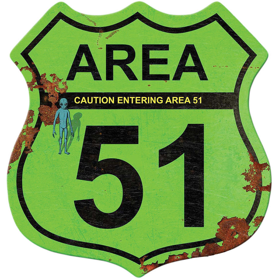 Area 51 Shield Cut-Out Metal Sign Main Image