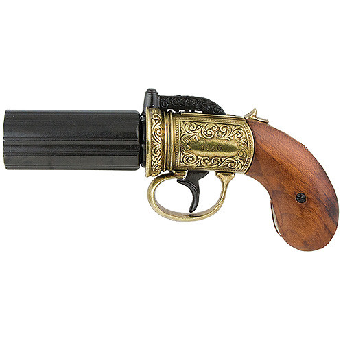 Pepperbox Pistol - Brass/Blued Finish Main Image