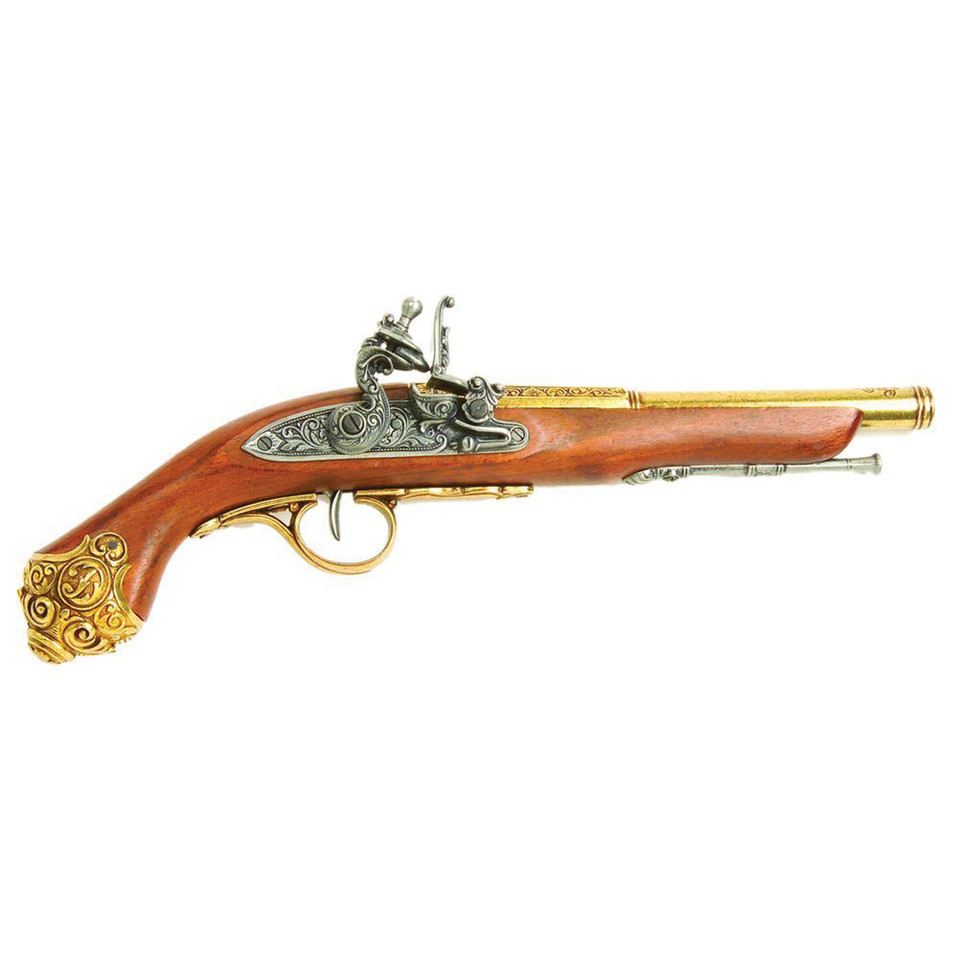 18th Century Flintlock Pistol - Brass Finish Main Image