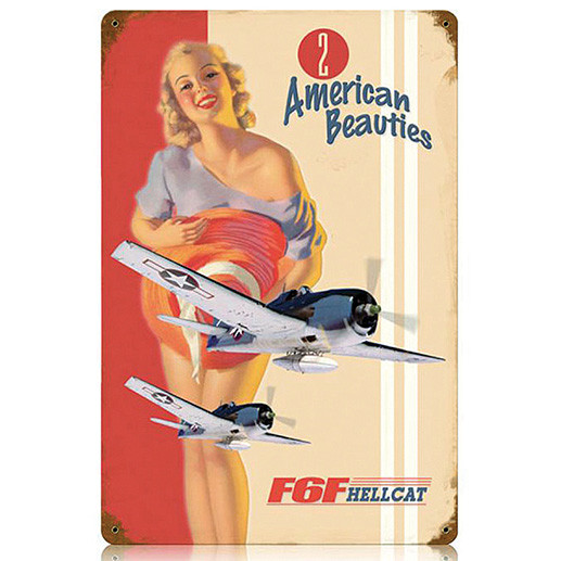 Two American Beauties Metal Sign Main Image