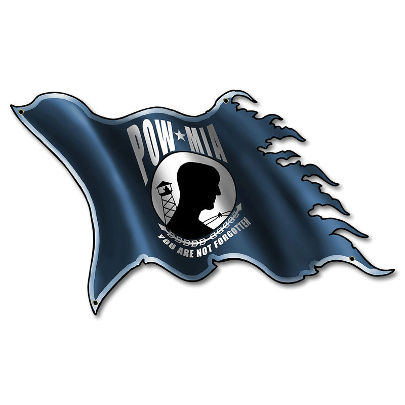 POW/MIA Tattered Flag Metal Sign Main Image