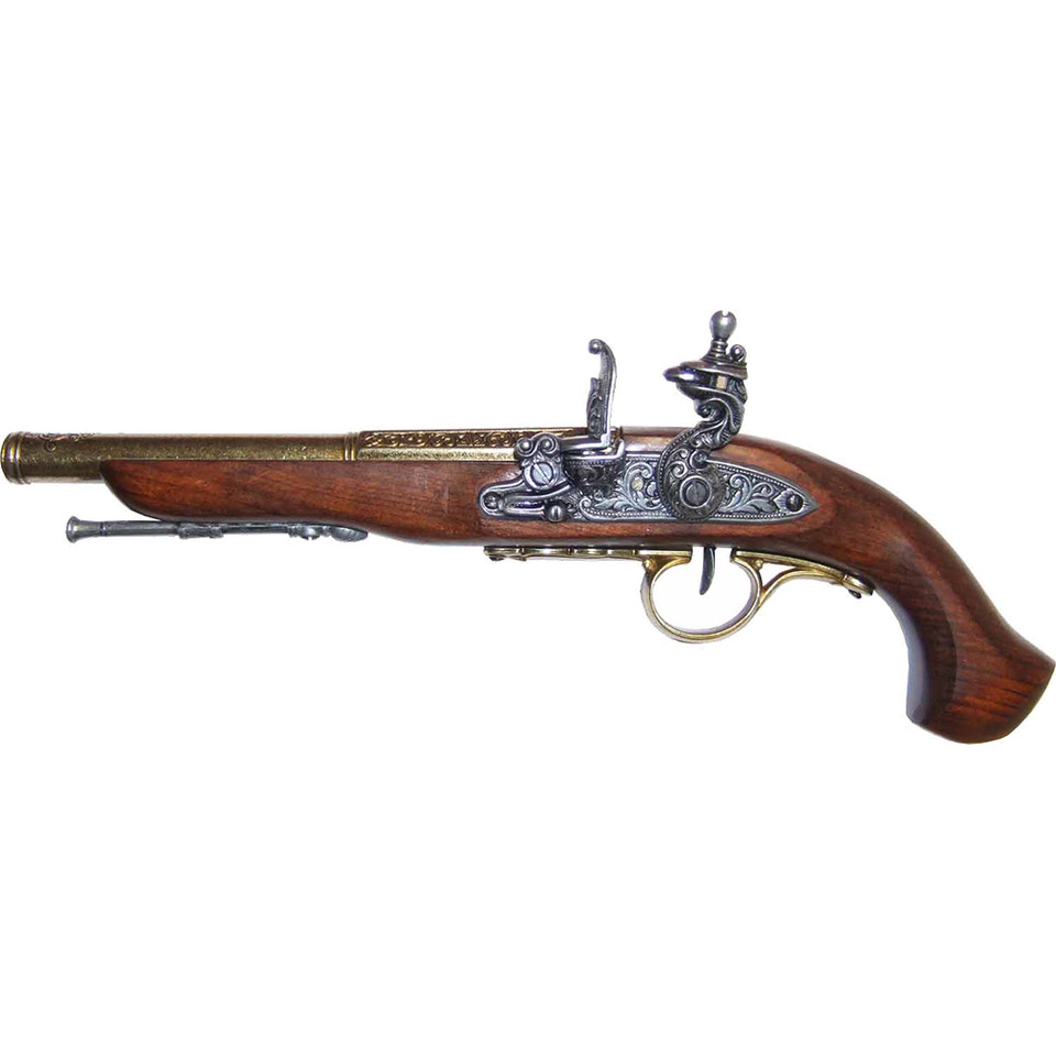 Denix Left-Handed English Flintlock Pistol Replica - Brass Main Image