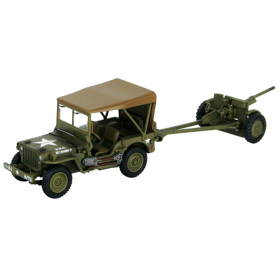 Willys Jeep with 37mm Aniti-Tank Gun 1/72 Die Cast Model Main Image