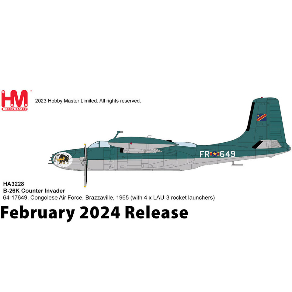 B-26K Counter Invader 1/72 Die Cast Model - HA3228 Congolese Air Force, Brazzaville, 1965 Main Image