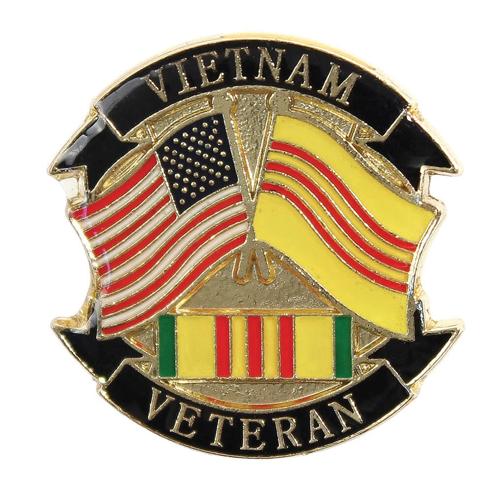 USA Vietnam Veteran Wavy Flags Lapel Pin 112025 Main Image