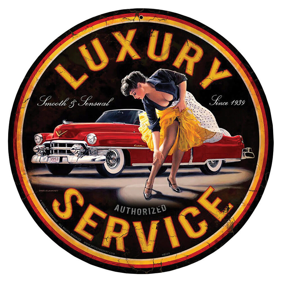 Luxury Service Vintage Pinup Girl Metal Sign HB229 Main Image