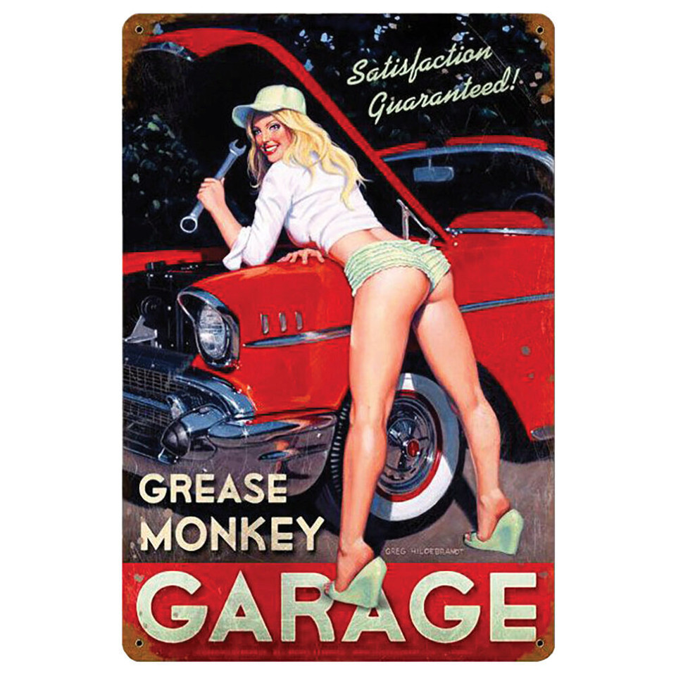 Grease Monkey Vintage Pinup Girl Metal Sign Art HB004 Main Image