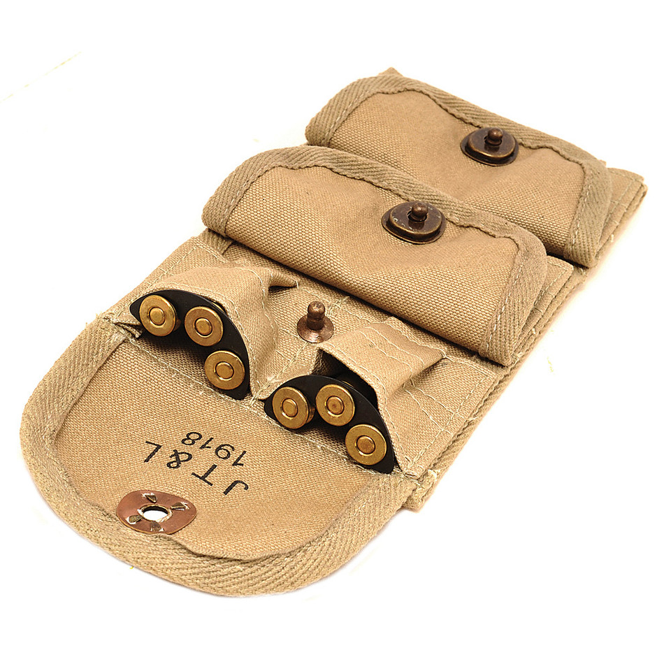 U.S. WWI M1917 Half Moon Clip .45 cal 3 Pocket Pouch World War Supply (958) Main Image