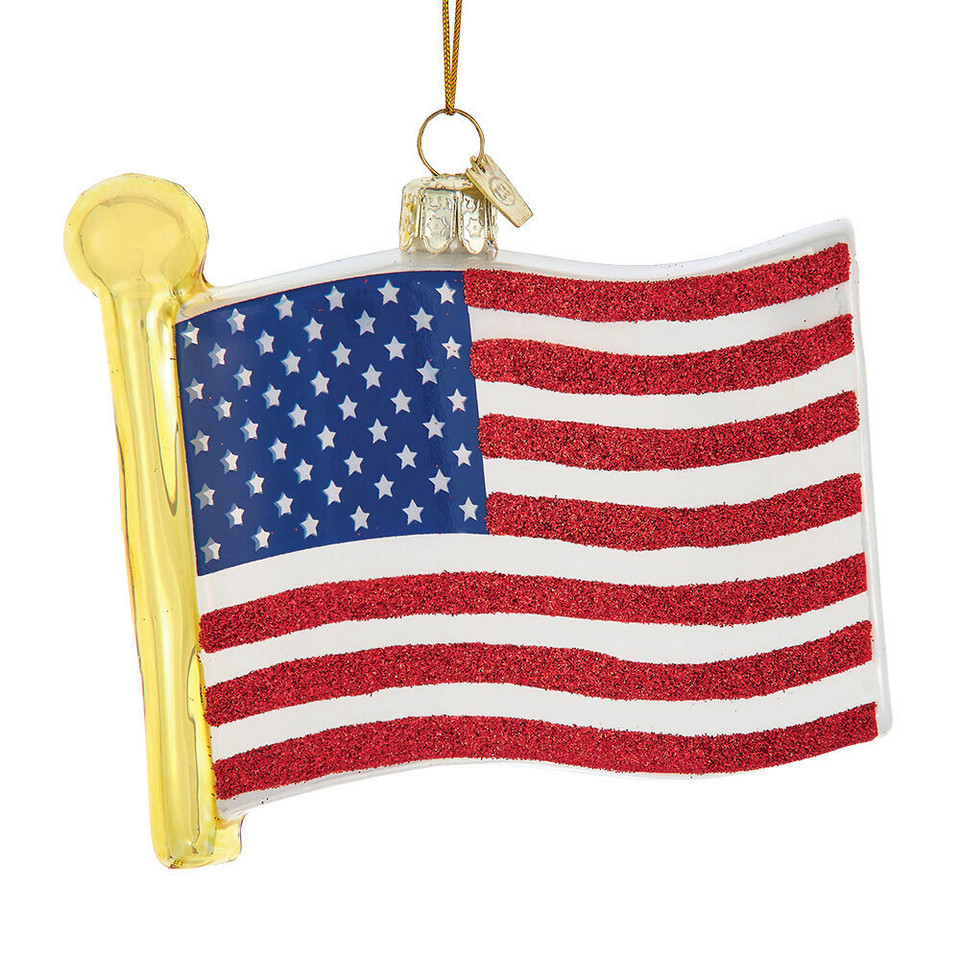 Noble Gems American Flag Glass Ornament NBX0129 Main Image