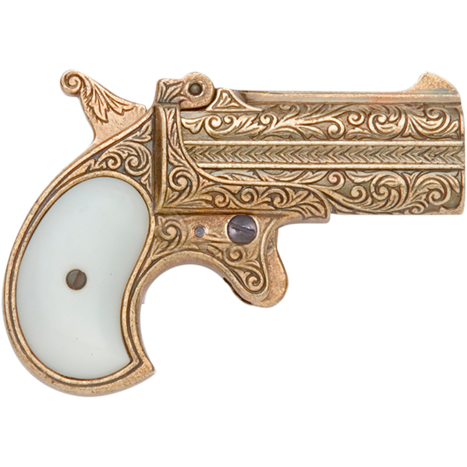 Old West 1866 Brass Finish Double Barrel Derringer Pistol - DENIX (22-1262L) Main Image