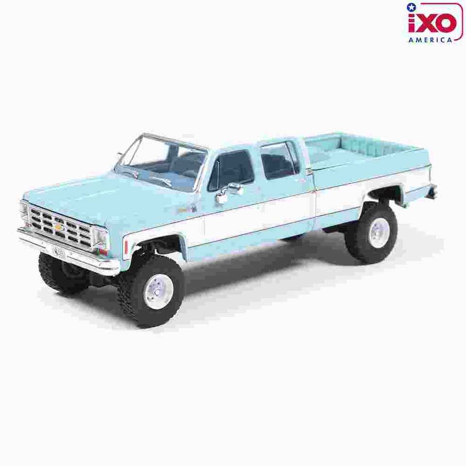 1978 Chevrolet Silverado K30 Crew Cab Fleetside Lifted - Light Blue and Frost White Main Image