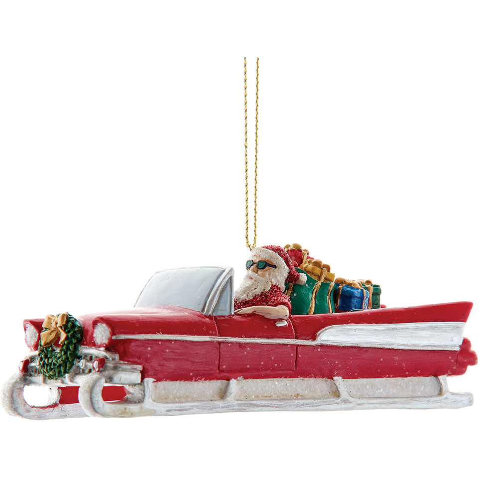 Old Guys Rule Fin Car Sleigh Santa Ornament Kurt Adler (E1132) Main Image