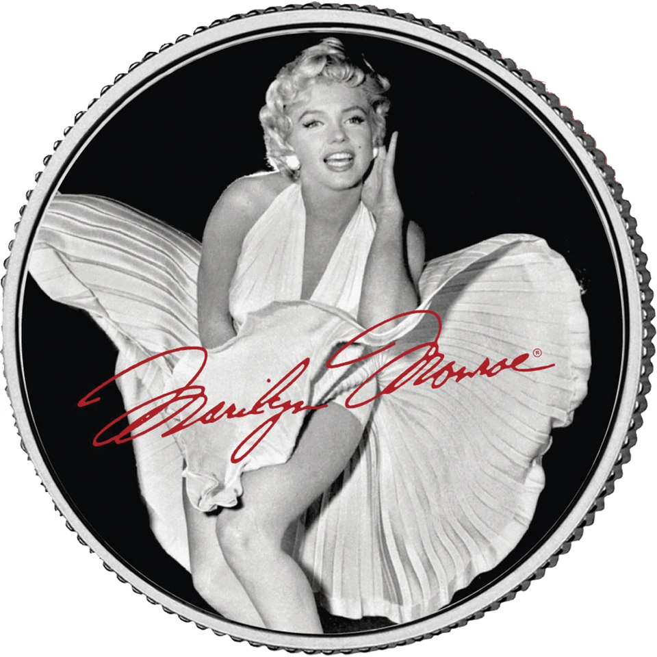 Marilyn Monroe in White Dress Colorized Half Dollar Coin Main Image
