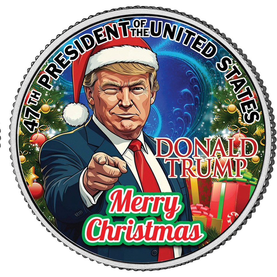 Trump Christmas Colorized Half Dollar Coin Merrick Mint (TRUMP_XMAS_CRTN_JFK ) Main Image