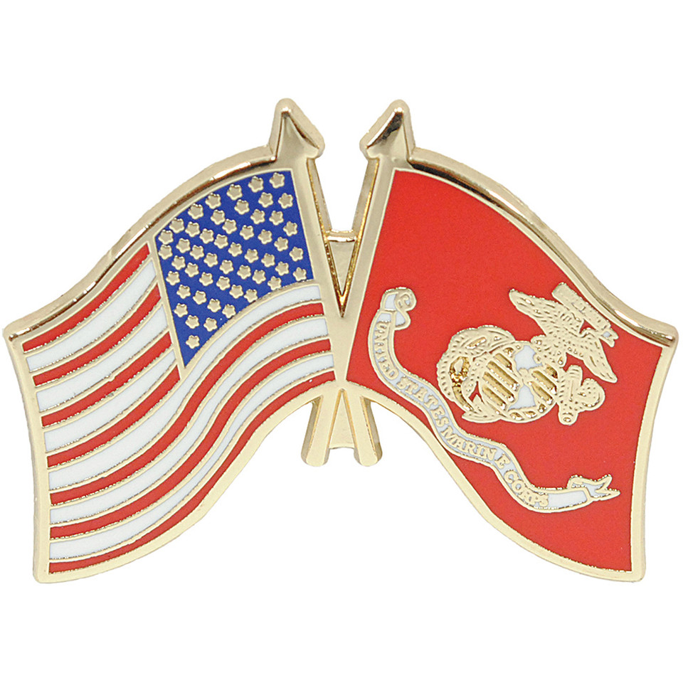 U.S. Flag and USMC Flag Lapel Pin Eagle Emblems (P62593) Main Image