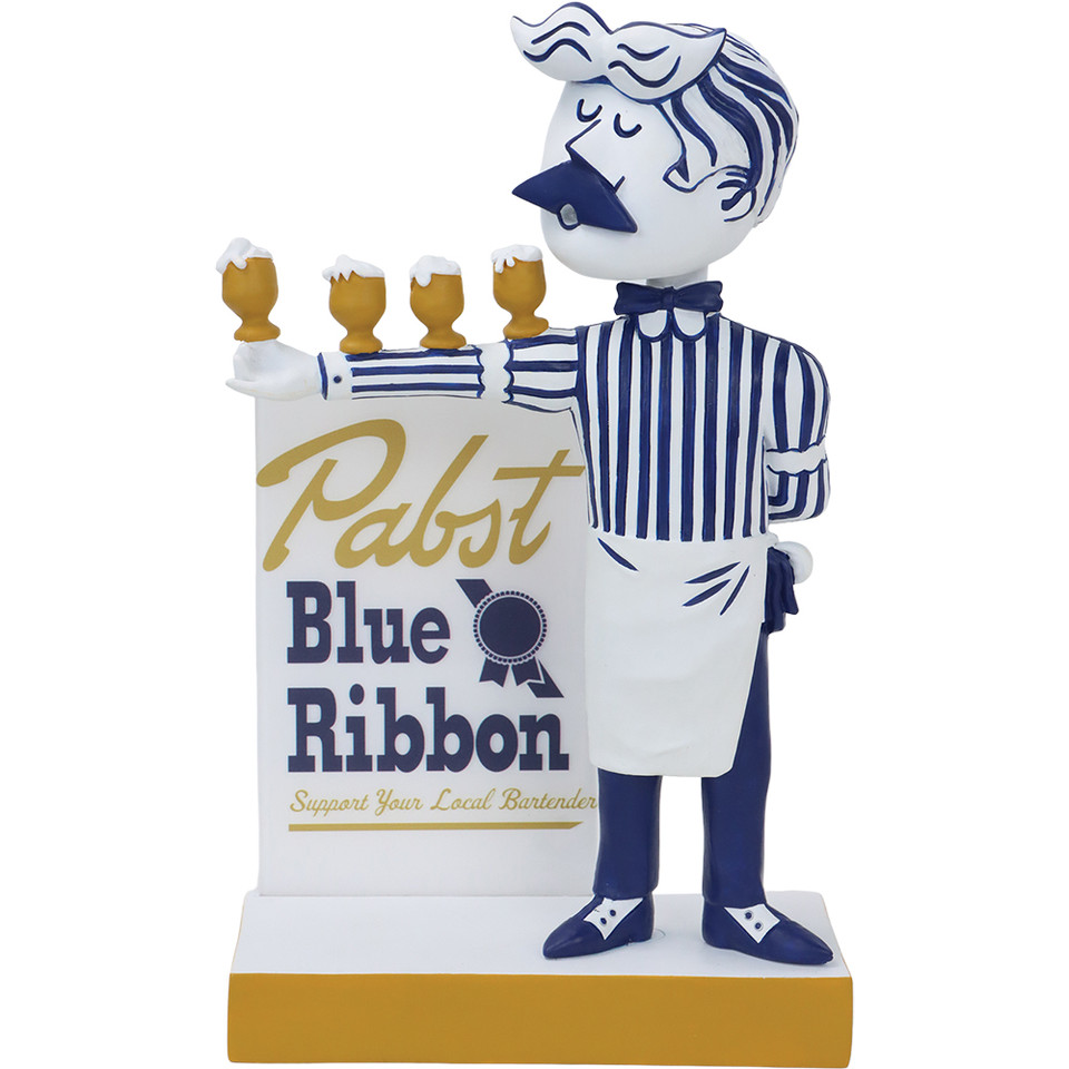 Pabst Blue Ribbon Balancing Bartender Bobblehead National Bobblehead HOF (632125671096) Main Image