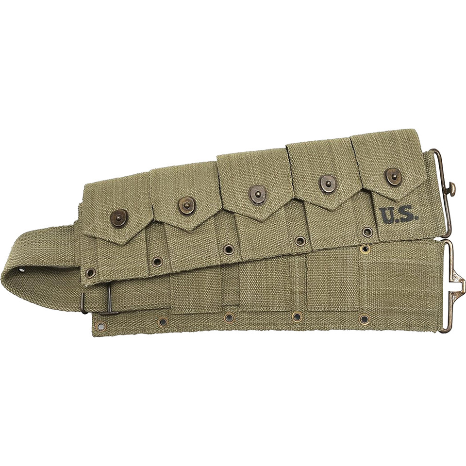 GARAND M1923 CARTRIDGE BELT MARKED JT&L® 1943 LIGHT OD  World War Supply (652) Main Image