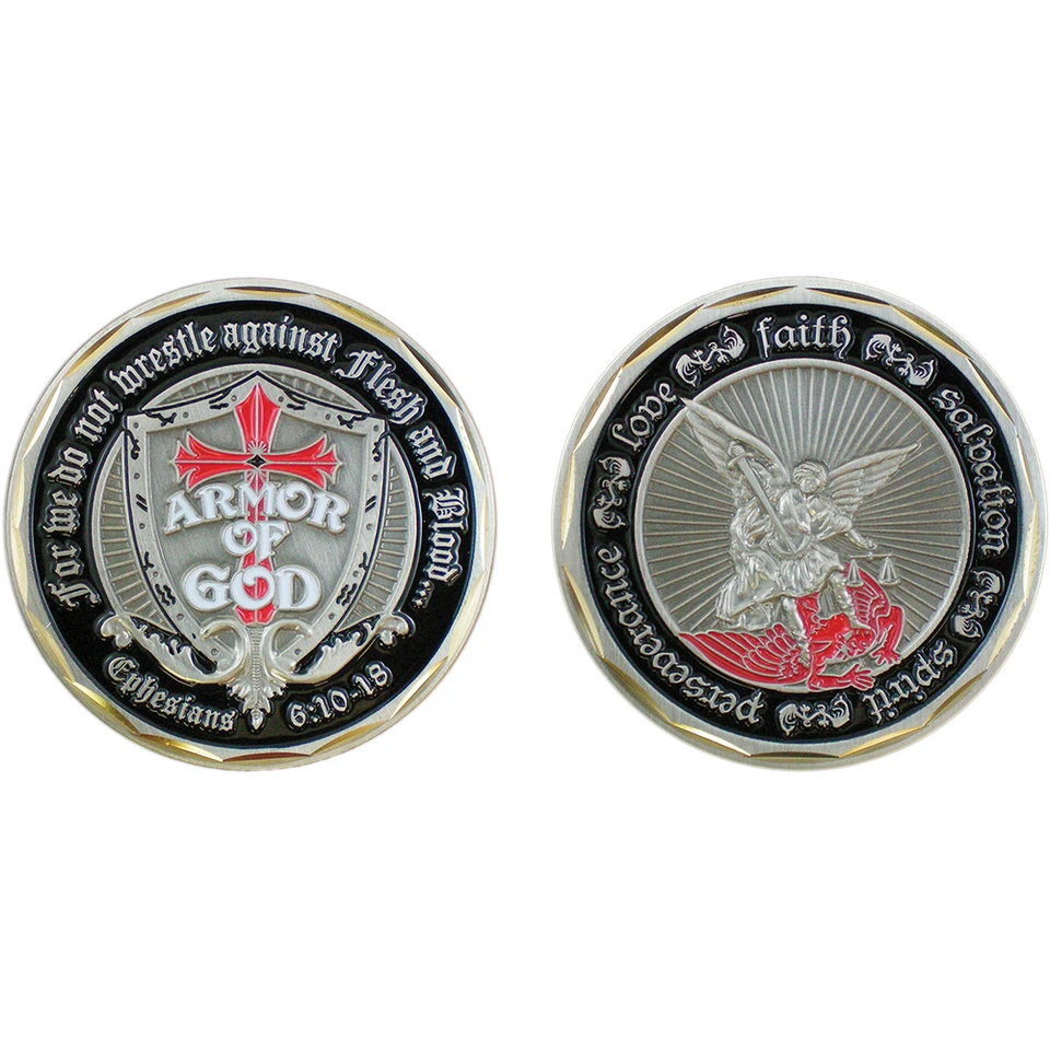 Armor of God Shield- St. Michael Challenge Coin Eagle Crest (2521) Main Image