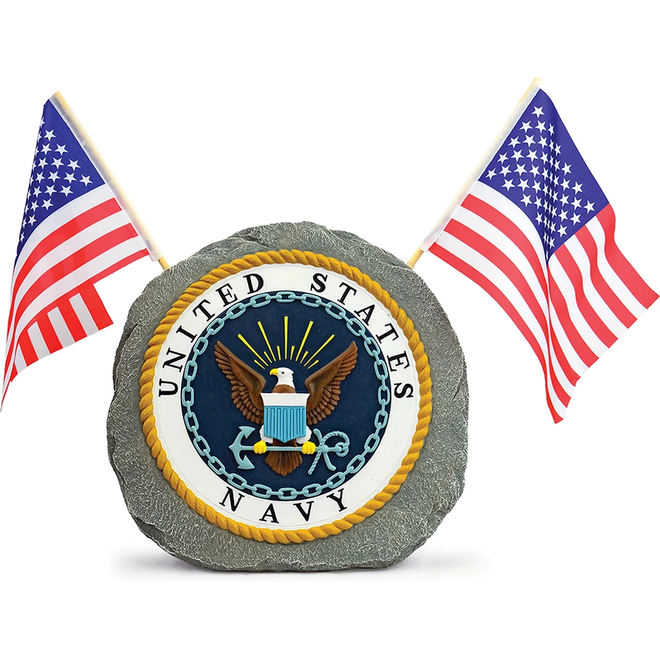 U.S. Navy Garden Stone with Flags Geocentral (R35184) Main Image