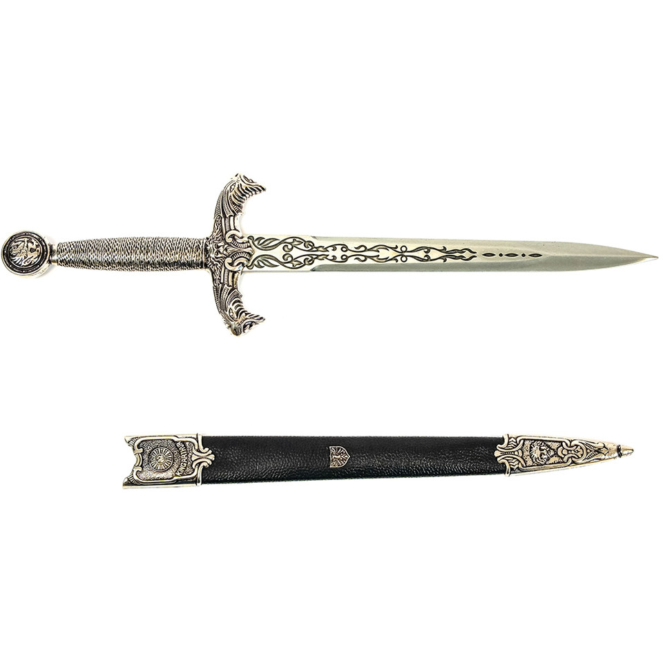 King Arthur Style Dagger Replica: Antique Silver Finish with Main Image
