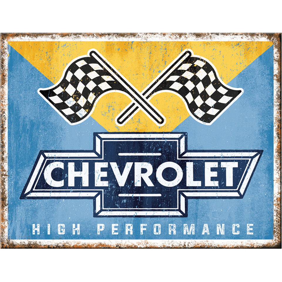 Chevy High Performance Racing Flags Sign Main Image