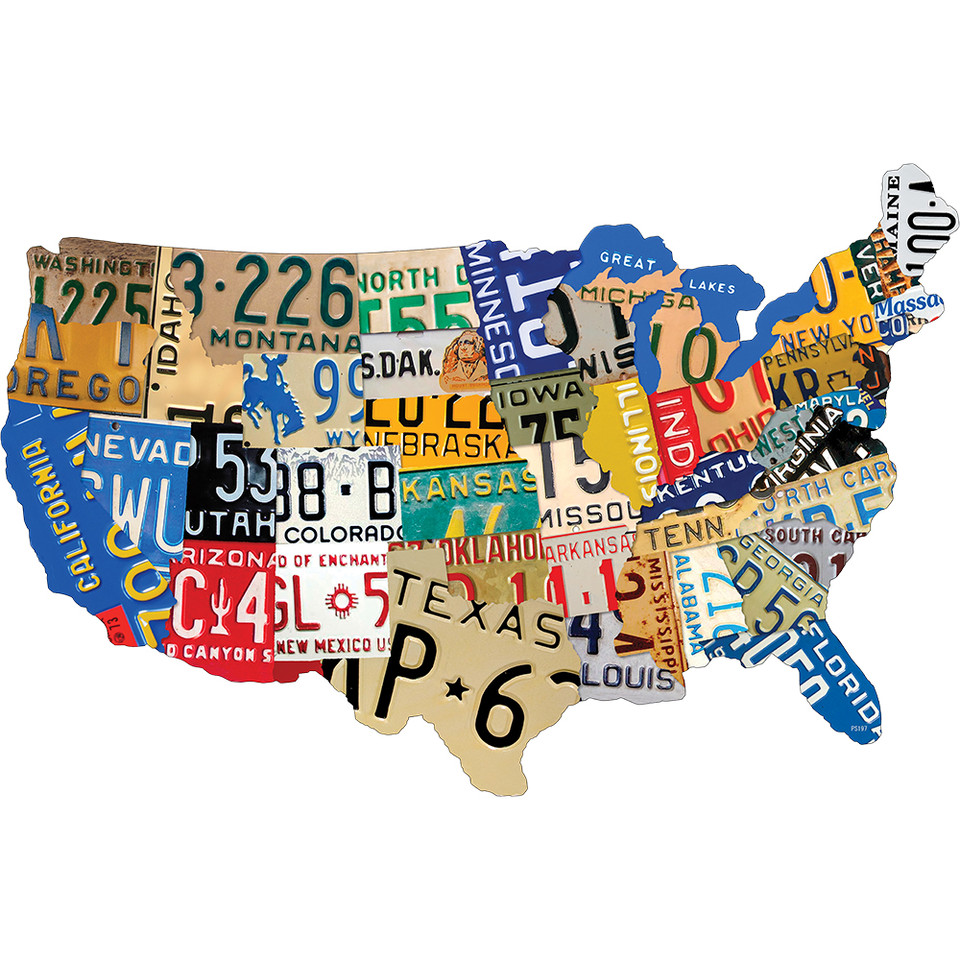 USA License Plate Map Metal Sign Main Image