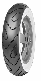 The Mitas 3.50-10 MC 18 White Wall commuter tire has a sporty, racing profile performance designed for everyday use. This tire provides good grip even at high lean angles.