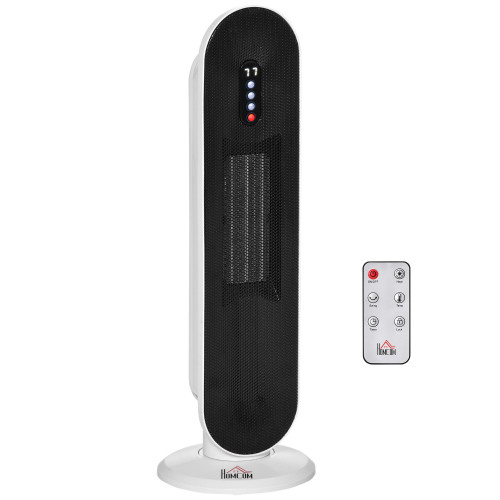 HOMCOM Home Space Heater, Portable Electric Heaters with 45 Degree Oscillation, Remote Control, 24H Timer and Overheating Protection, 1500W/1000W