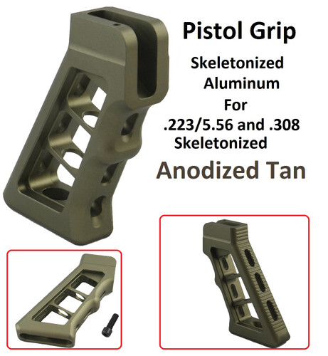 AR15 Pistol Grip Skeletonized Aluminum Tan