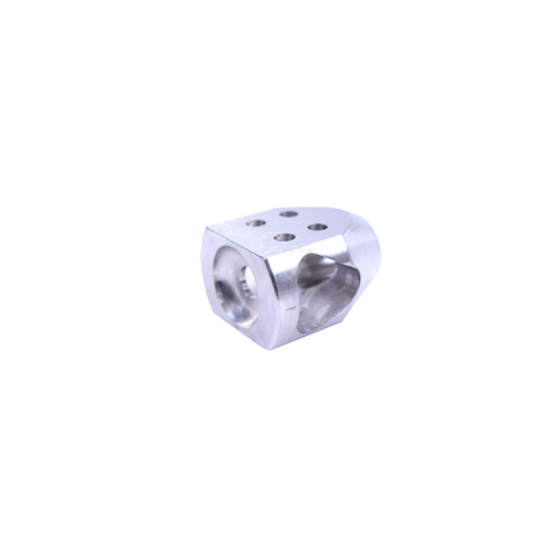 308 Mini Tanker Style Muzzle Brake Triangular Baffles 1/2x28 - Stainless Steel