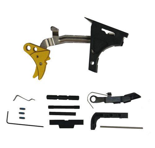 Glock 19 Gen 1-3 Lower Parts Kit With Adjustable Trigger To 3 Lbs Gold Anodized