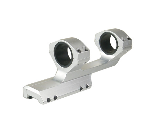 Silver Anodized Aluminum Offset Cantilever Picatinny Weaver Scope Mounts 30mm With 1" Inserts, Fits 1" Tube and 30mm Tube Optics