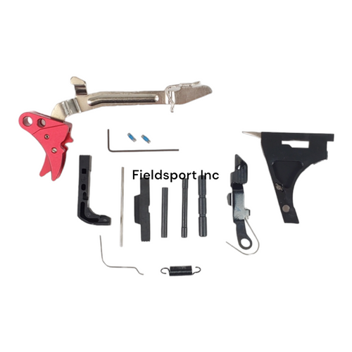 Glock 17 Gen 1-3 Lower Parts Kit With Adjustable Trigger To 3 Lbs Red Anodized