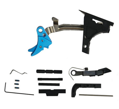 Glock 19 Gen 1-3 Lower Parts Kit With Adjustable Trigger To 3 Lbs Blue Anodized