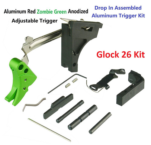Glock 26 Gen 1-3 Lower Parts Kit With Adjustable Trigger To 3 Lbs Green Anodized