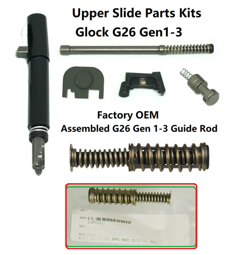 Glock 26 Upper Slide Parts Kits Gen 1-3 Glock UPK Assembled OEM Guide Rod Fits Glock 26