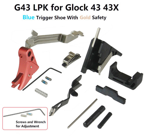 Complete Low Parts Kit LPK for Glock43 43X, Red Shoe & Safety