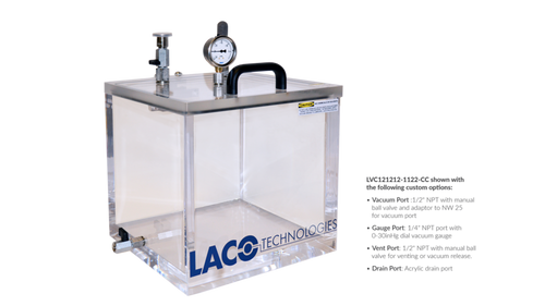 12" Cube Clear Hinged Top-Load Vacuum Chamber