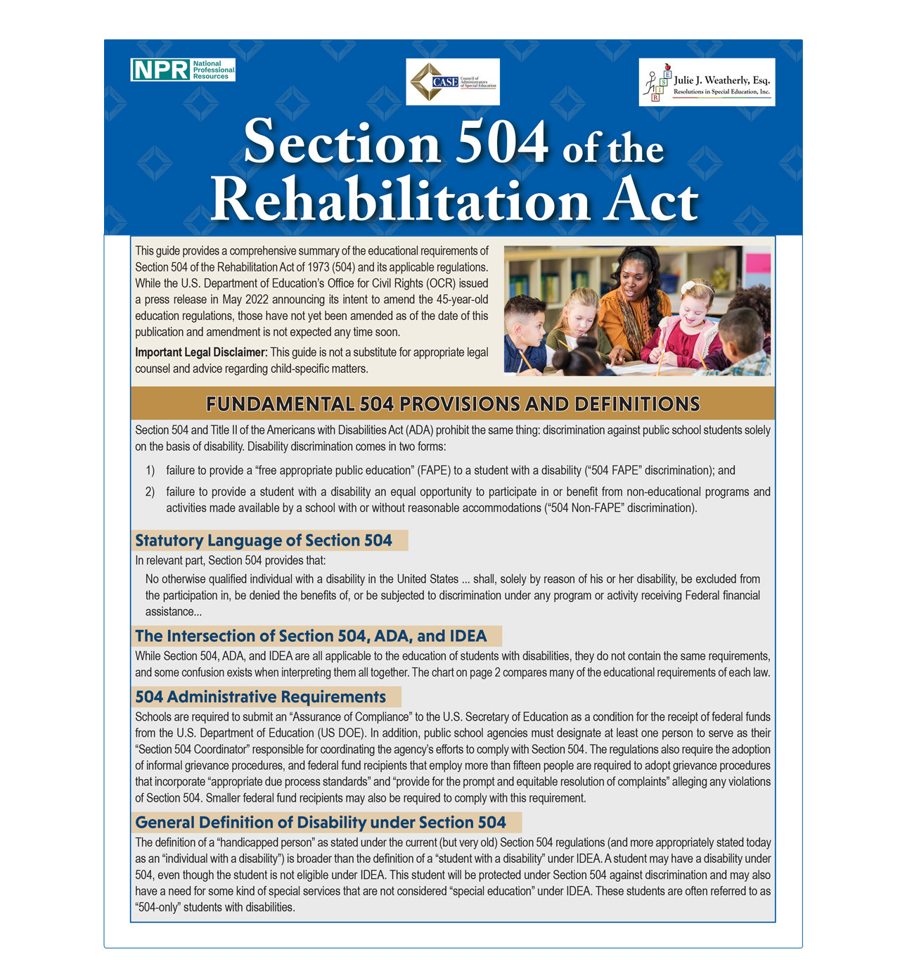 Section 504 of the Rehabilitation Act of 1973 Developing Defensible IEPs