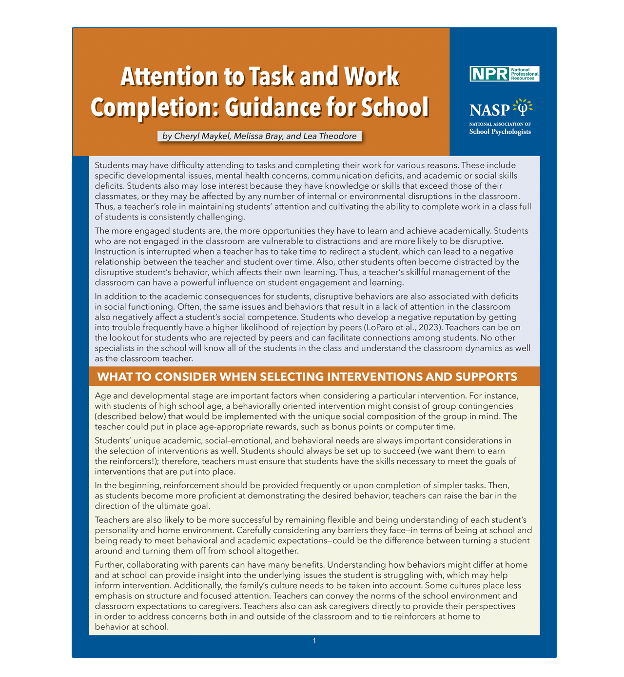 Let's Team Up - Checklist for Teachers, Paraeducators & Principals