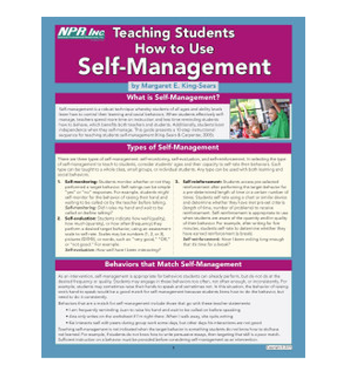 Teaching Students How to Use Self-Management