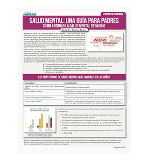 Salud Mental: Una Guia Para Padres (Edición Secundario)