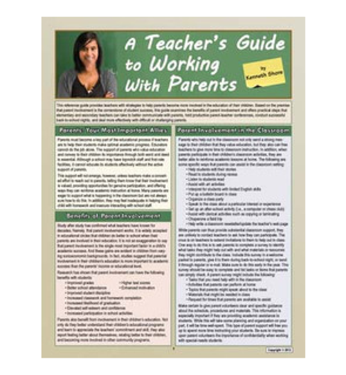 A Teacher's Guide to Working With Parents Laminated Guide