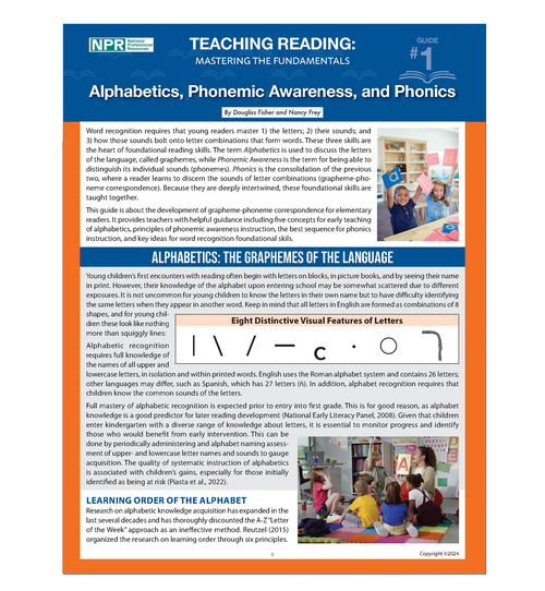 Teaching Reading: Mastering the Fundamentals – Alphabetics, Phonics & Phonemic Awareness (Guide #1)