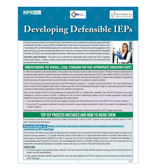 Developing Defensible IEPs